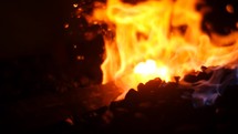 Bursting Burning Fire in a Blacksmith Forge