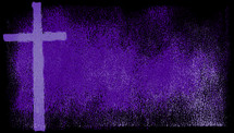 purple cross in silkscreen style and brayer effect on black