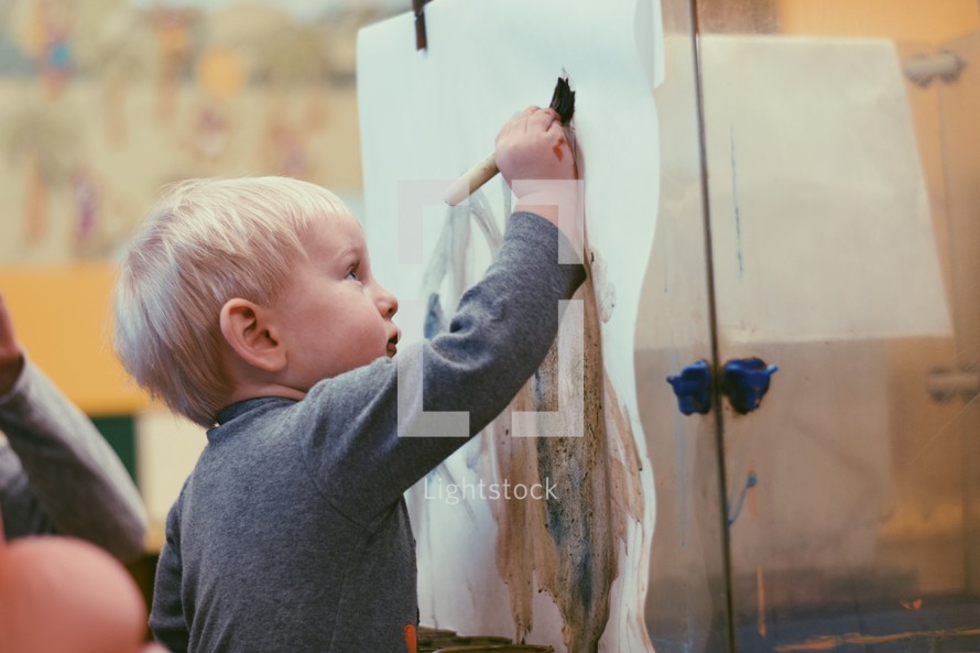 toddler painting on canvas 
