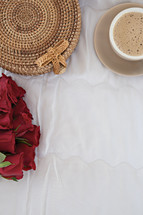 red roses and basket 