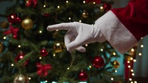 Santa Claus with pointed finger moving background 