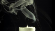 Extinguished candle with smoke. Filmed is slow motion 1000 fps