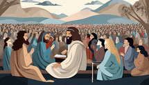 Jesus Teaching a Crowd