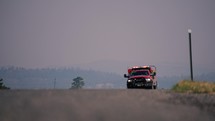 Brush fire truck operating in Northern New Mexico during wildfire