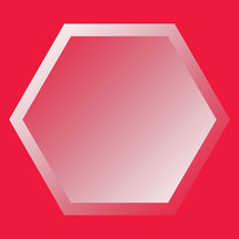 Red background with pink and white hexagon