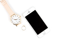 iPhone, watch, and gold ring 