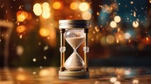 Close-up view of the sand clock and bokeh background Created With Generative AI Technology	
