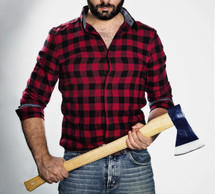 Lumberjack with plaid shirt