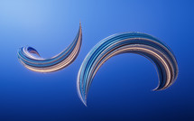 Blue curve geometry lines, 3d rendering.