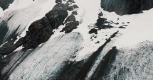 Glaciar Vinciguerra Glacier Mountains In Ushuaia, Tierra del Fuego Province, Argentina. Aerial Drone Shot