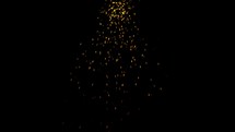Yellow Sparkles falling down from the roof on black background