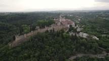 Aerial view of the Convent of Christ, a historic monument in Tomar, Portugal.