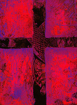 dark cross on fiery background