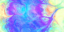 A colorful flowing, marbled design in blue, purple, yellow