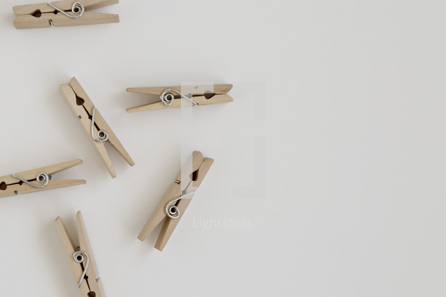 clothespins on white 