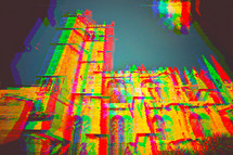cathedral exterior glitch art 