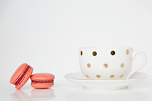 macaroons and polka dot coffee mug 