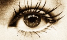 female eye - shattered glass
