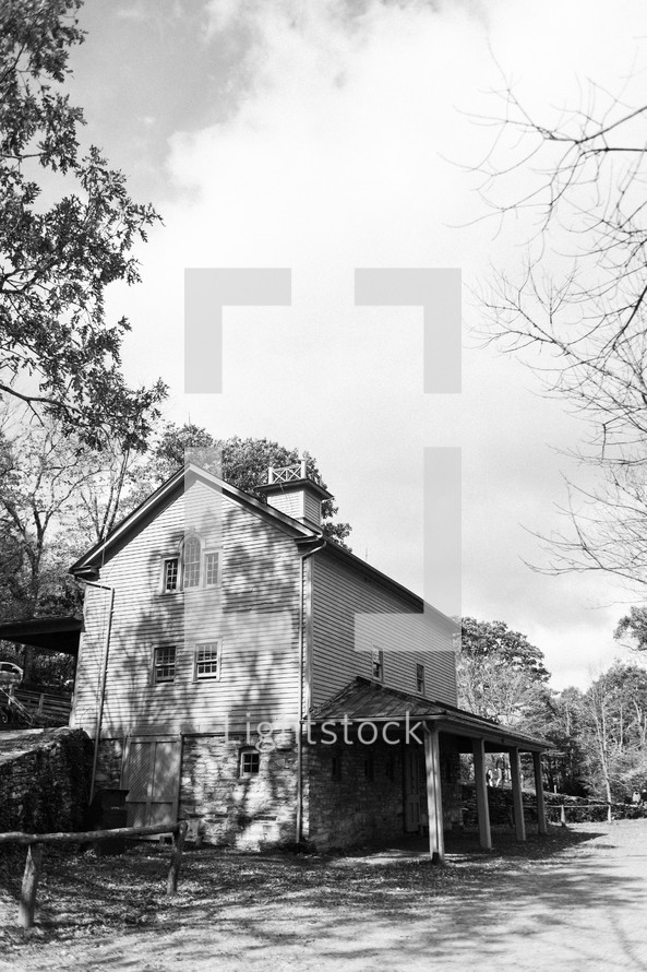 country home in black and white 