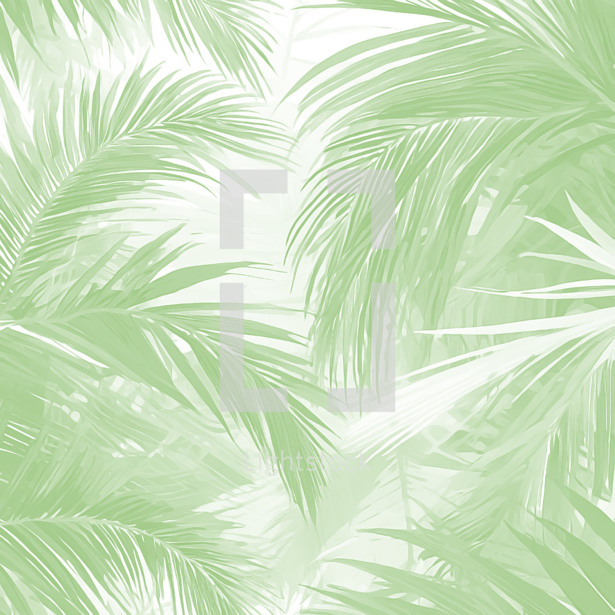 palm fronds in light greens and white