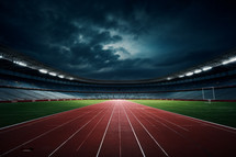 AI generated image. Empty sports track and stadium