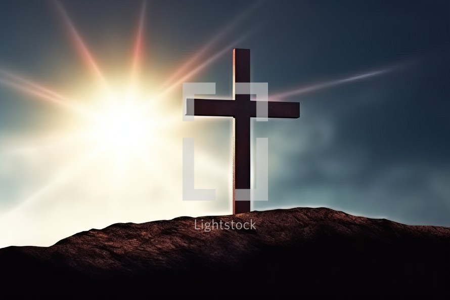 Christian Cross with Light Background