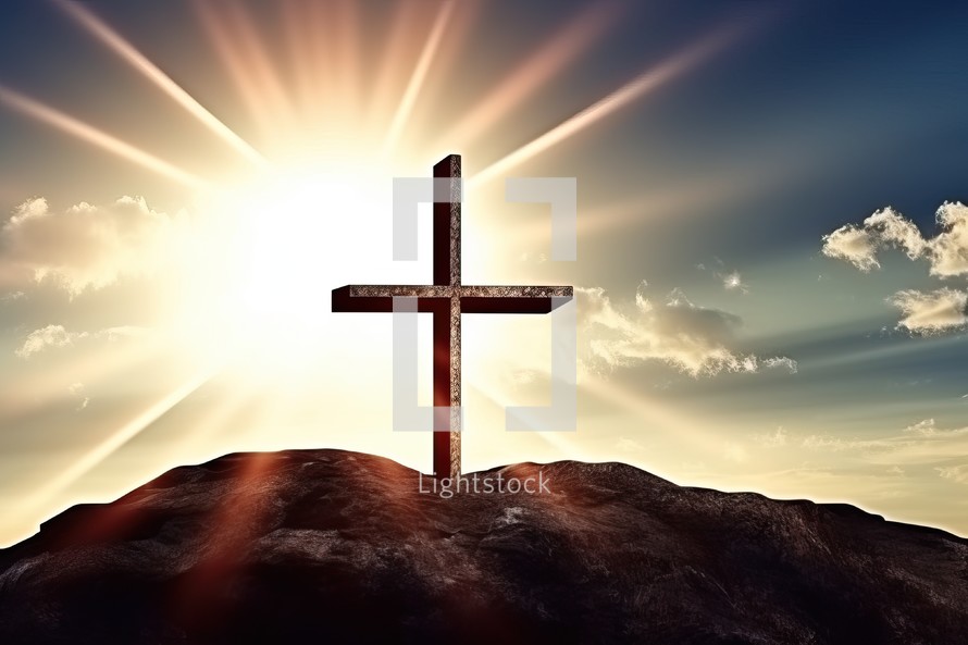Christian Cross with Light Background