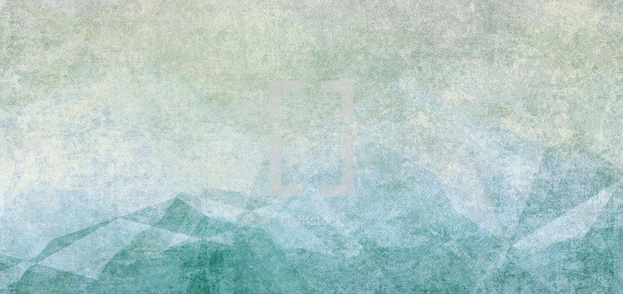 textural grunge polygon landscape in muted blue green