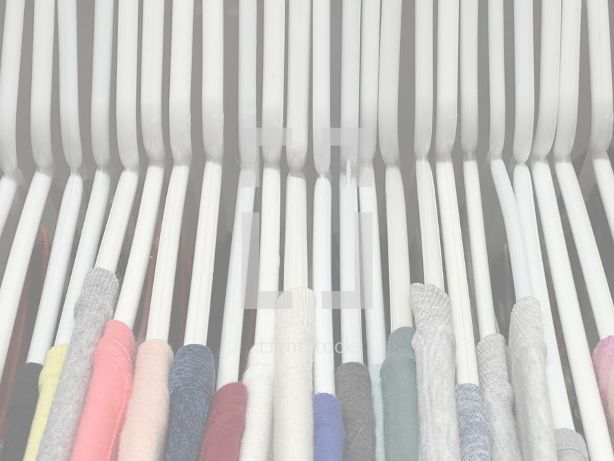 Shirts on hangers - horizontal and lightened