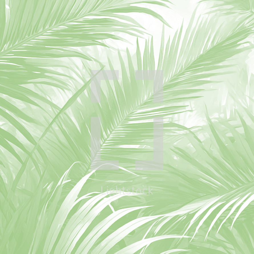 leafy green and white palm frond art