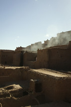 Smoke from building at Ait Ben Haddou.