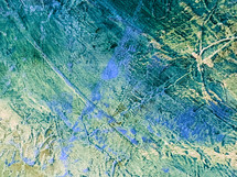 yellow, green and blue abstract - rough textural canvas painting