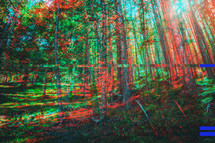 abstract red and green forest 