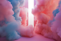 AI Generated Image. Fluffy blue and pink smoke in the room