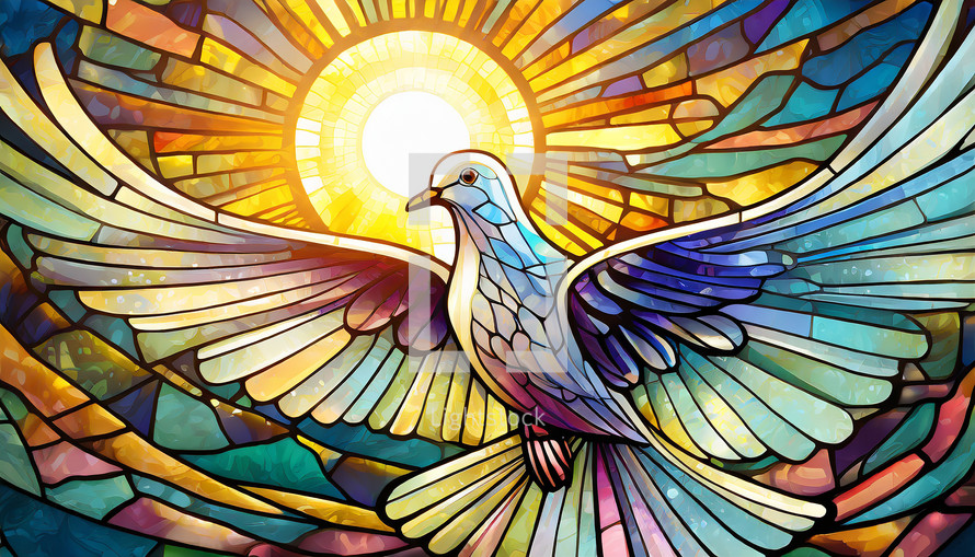 Stained Glass Dove Illustration