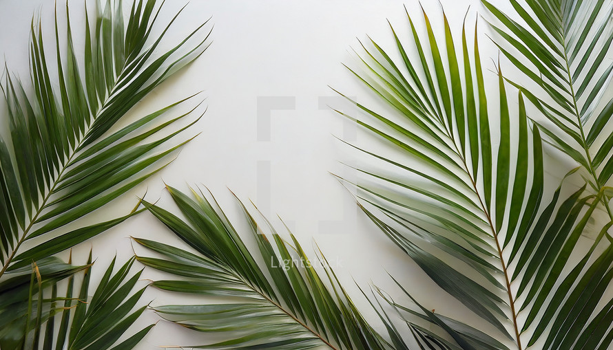 Palm Branches on White Background