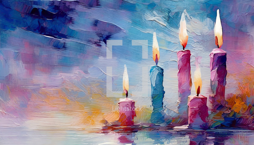 Abstract Colorful Candles Painting 