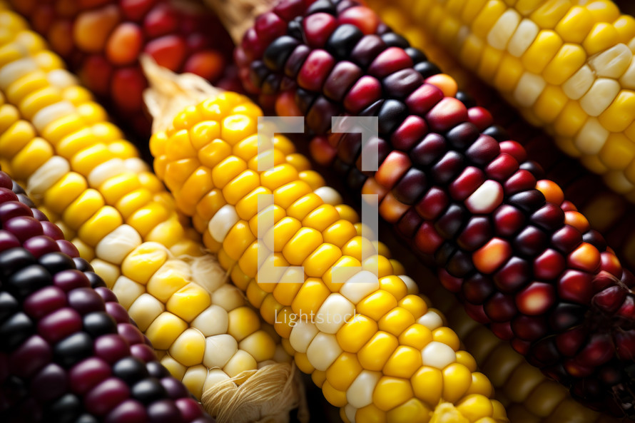 AI generative images. Close-up of the Indian flint corns