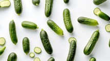 Cucumbers With White background top view Created With Generative AI Technology	