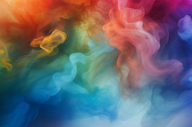 AI Generated Image. Abstract fluffy colorful pastel ink smoke cloud