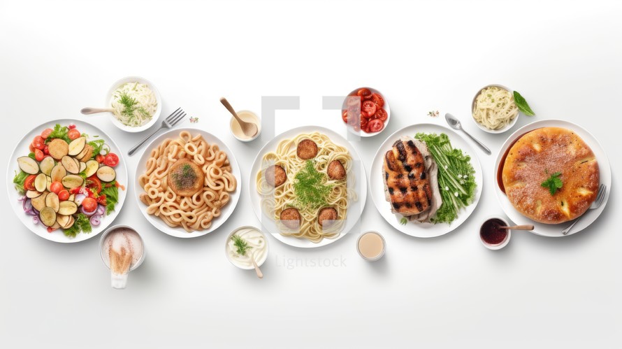 Austrian food with white background top view Created With Generative AI Technology	