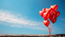 Heart Balloons against a Blue sky 