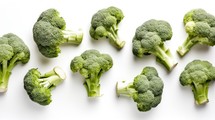 Broccolis on white background top view Created With Generative AI Technology	
