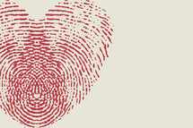 fingerprint heart in red 