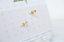 tacks in a calendar 