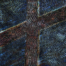 dark painted textural cross blue background