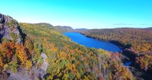 Lake Of The Clouds Fall Aerial Flyover