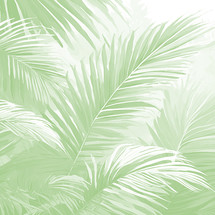 green and white palm frond artwork