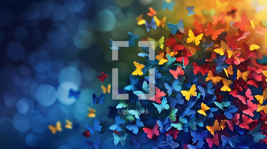 Colorful Butterfly Background For World Autism Awareness Day 