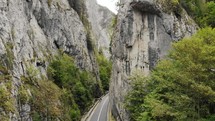 Massive rocky canyons of Bicaz Gorge in Hasmas National Park in northeastern Romania. 